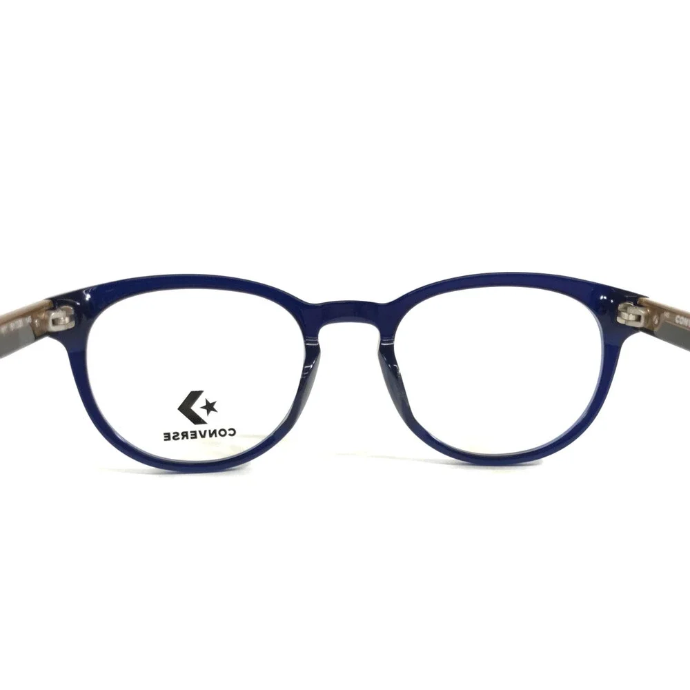 Converse Eyeglasses Frames CV5007 411 Shiny Blue Brown Round Full Rim 51-20-145